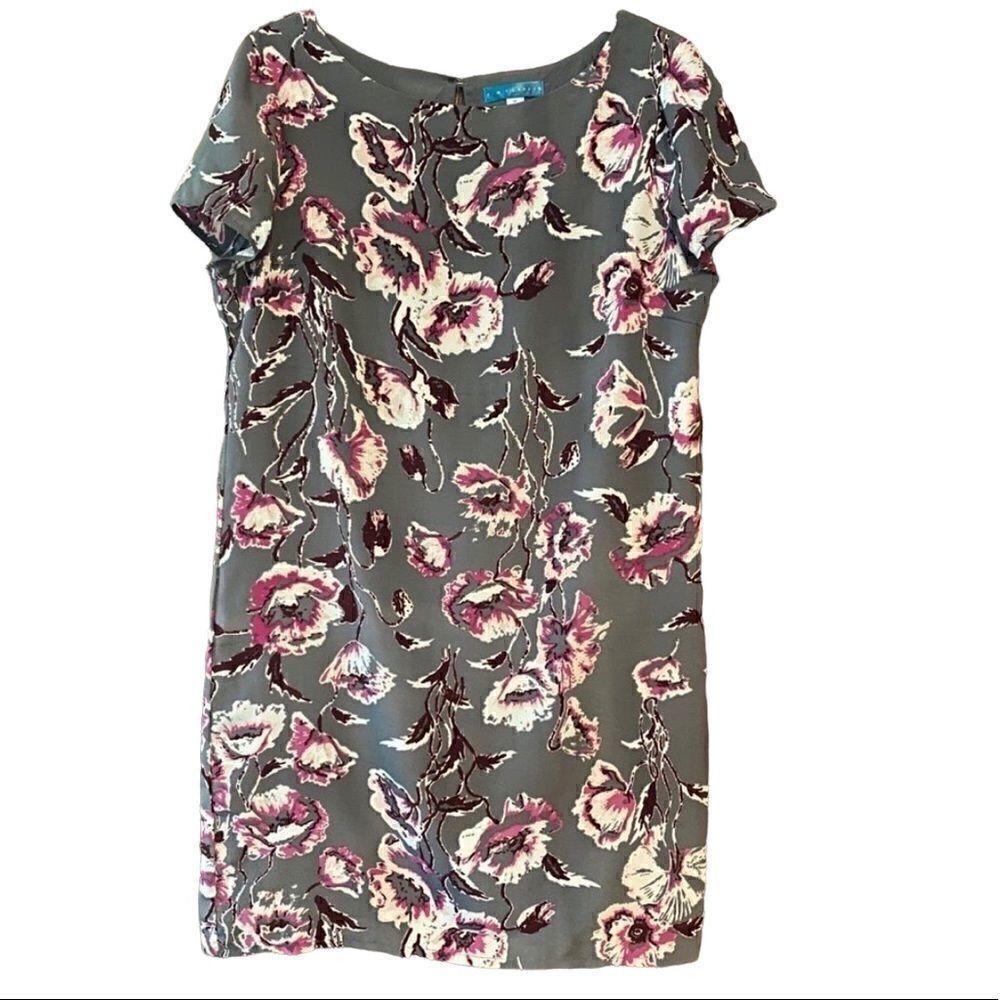 Pim + Larkin Sz M Gray Purple Large Flowers Liberty Floral Cottagecore Dress